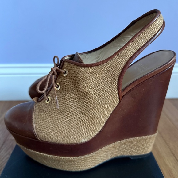STUART WEITZMAN Lace up Oxford Wedge Platform Heel Size 8.5 - Picture 11 of 11